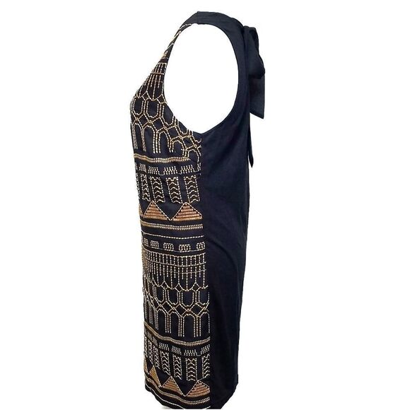 Urban Outfitters Sparkle & Fade Gold Black Tie Back Shift Dress L NWT - Picture 5 of 8